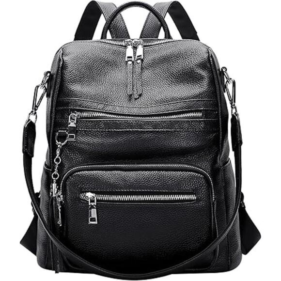 Genuine Leather Backpack Purse for Women Large Shoulder Bag With Laptop Pockets main image 4